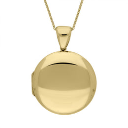 9ct Yellow Gold Round Locket Pendant Necklace D P229.