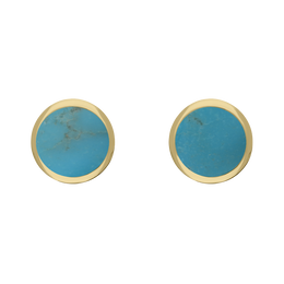 9ct Yellow Gold Sterling Silver Turquoise Stepping Stones 5mm Round Stud Earrings E1296