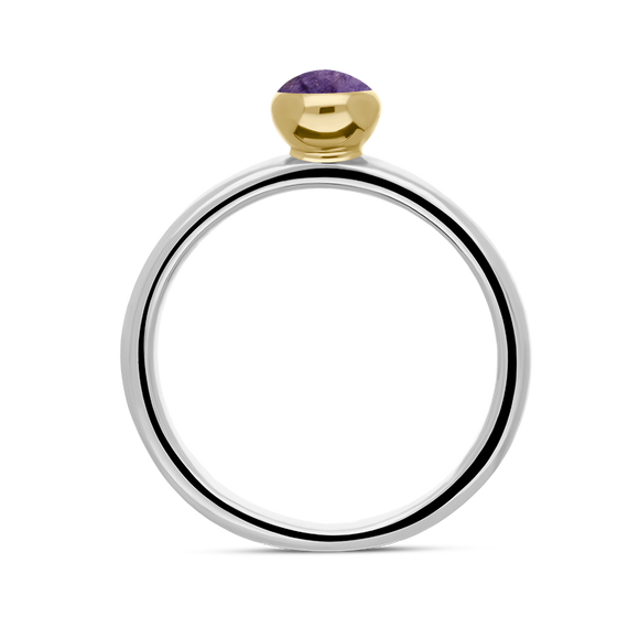 9ct Yellow Gold Sterling Silver Blue John Stepping Stones 5mm Round Bezel Set Ring R573_3