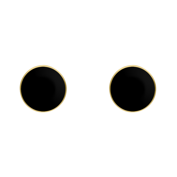 9ct Yellow Gold Sterling Silver Whitby Jet Stepping Stones Bead Cup Stud Earrings E1370