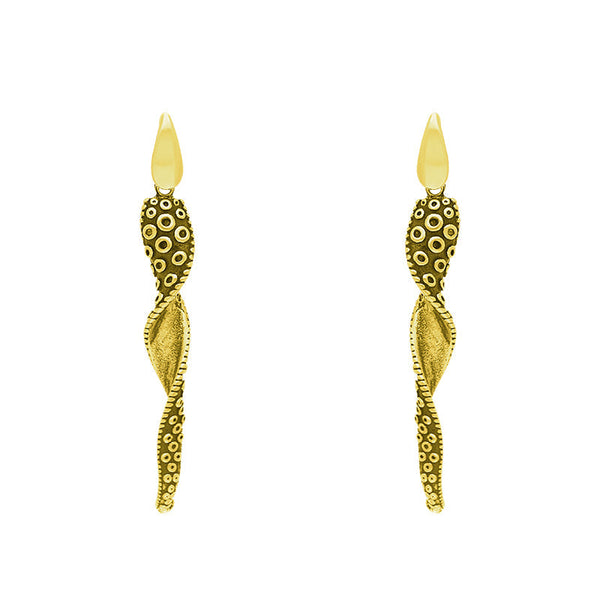9ct Yellow Gold Tentacle Twist Drop Earrings, E2463