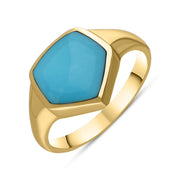 9ct Yellow Gold Turquoise Organic Pentagon Signet Ring, R390