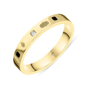 9ct Yellow Gold Whitby Jet Diamond Jubilee Hallmark Collection Princess Cut 3mm Ring, R1199_3_JFH