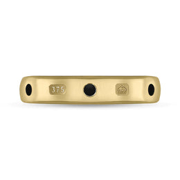 9ct Yellow Gold Whitby Jet Queen's Jubilee Hallmark 4mm Ring D