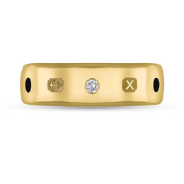 9ct Yellow Gold Whitby Jet Diamond Queen's Jubilee Hallmark 6mm Ring, R1193_6_JFH