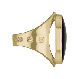 9ct Yellow Gold Whitby Jet Hallmark Medium Oval Ring