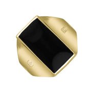 9ct Yellow Gold Whitby Jet Hallmark Small Oblong Ring, R221_FH