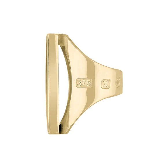 9ct Yellow Gold Whitby Jet Queen's Jubilee Hallmark Large Oblong Ring D