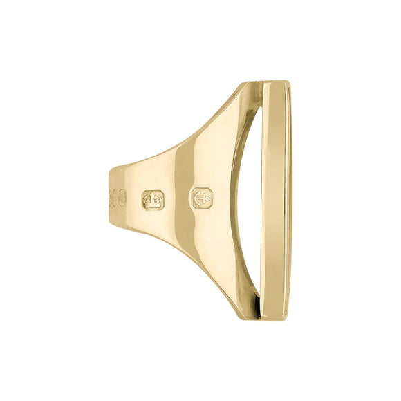 9ct Yellow Gold Whitby Jet Queen's Jubilee Hallmark Large Oblong Ring D