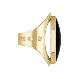 9ct Yellow Gold Whitby Jet Queen's Jubilee Hallmark Large Oval Ring D