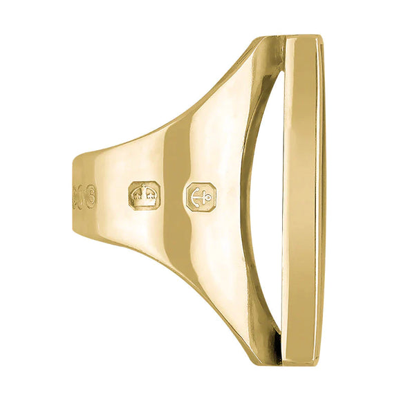 9ct Yellow Gold Whitby Jet Queen's Jubilee Hallmark Large Square Ring D