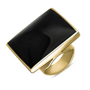 9ct Yellow Gold Whitby Jet Jubilee Hallmark Collection Large Square Ring, R605_JFH.