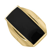 9ct Yellow Gold Whitby Jet Jubilee Hallmark Collection Medium Oblong Ring, R065_JFH