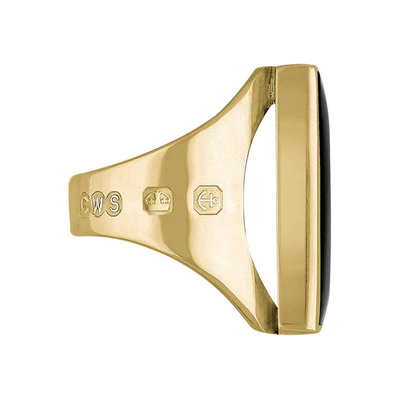 9ct Yellow Gold Whitby Jet Queen's Jubilee Hallmark Medium Square Ring D