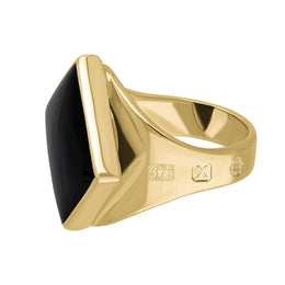 9ct Yellow Gold Whitby Jet Queen's Jubilee Hallmark Small Rhombus Ring D