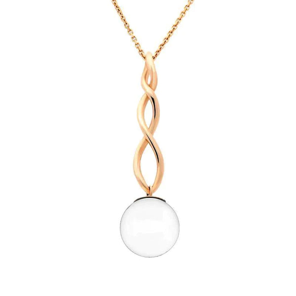 9ct Rose Gold Bauxite 10mm Bead Twist Necklace P1930