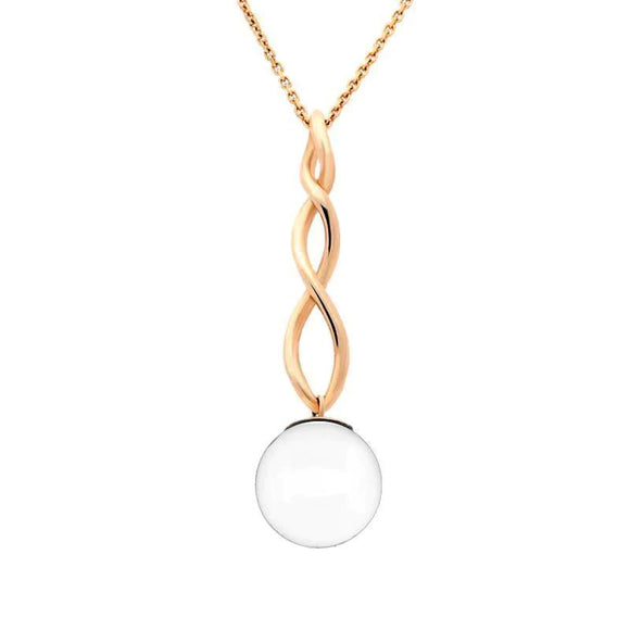 9ct Rose Gold Bauxite 10mm Bead Twist Necklace P1930