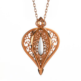 9ct Rose Gold Bauxite Flore Filigree Small Necklace, P2338C
