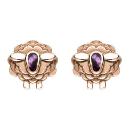 9ct Rose Gold Blue John Sheep Stud Earrings, E2530.