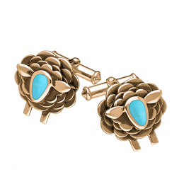 9ct Rose Gold Turquoise Sheep Cufflinks