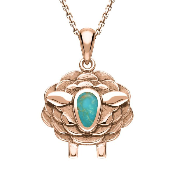 9ct Rose Gold Turquoise Sheep Necklace, P3508.