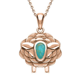 9ct Rose Gold Turquoise Sheep Necklace, P3508.