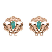 9ct Rose Gold Turquoise Sheep Stud Earrings, E2530.