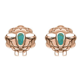 9ct Rose Gold Turquoise Sheep Stud Earrings, E2530.