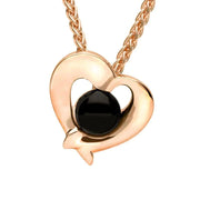 9ct Rose Gold Whitby Jet Abstract Heart Necklace P2537