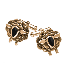 9ct Rose Gold Whitby Jet Sheep Cufflinks, CL547.