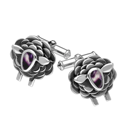 9ct White Gold Blue John Sheep Cufflinks, CL547.