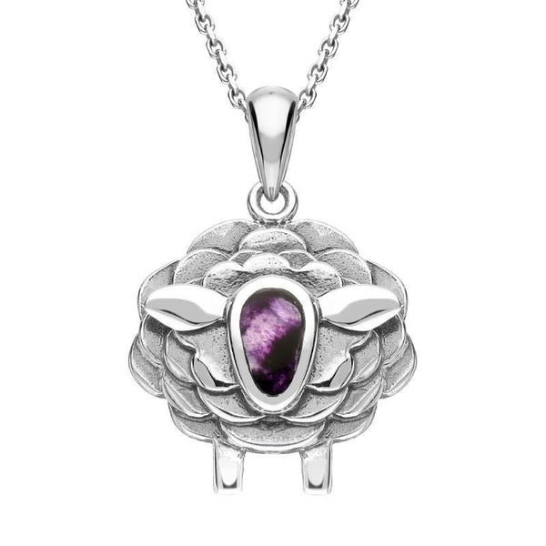 9ct White Gold Blue John Sheep Necklace