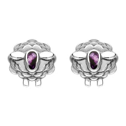 9ct White Gold Blue John Sheep Stud Earrings, E2530.