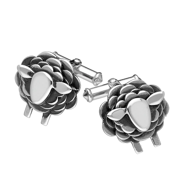 9ct White Gold Sheep Cufflinks Sheep Cufflinks, CL549.