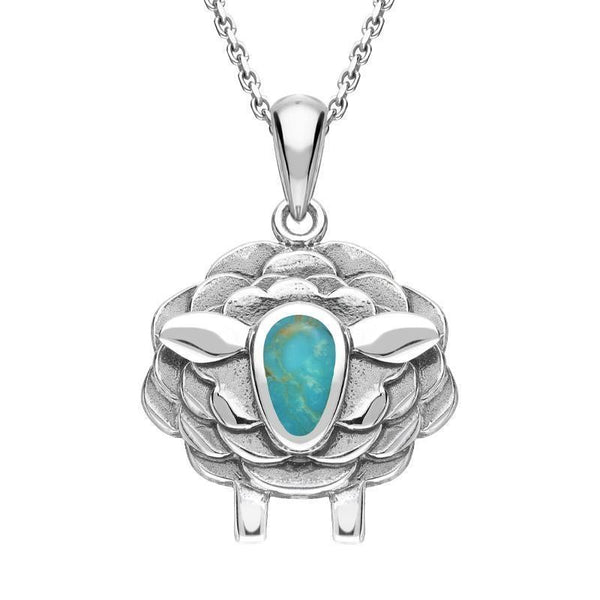 9ct White Gold Turquoise Sheep Necklace, P3508.