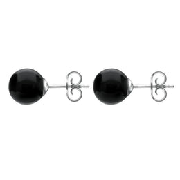 9ct White Gold Whitby Jet 8mm Ball Stud Earrings, E1345_2