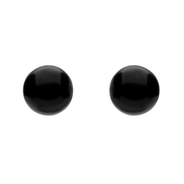 9ct White Gold Whitby Jet 8mm Ball Stud Earrings, E1345