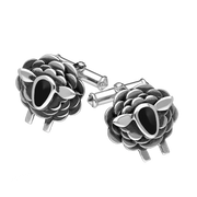9ct White Gold Whitby Jet Sheep Cufflinks