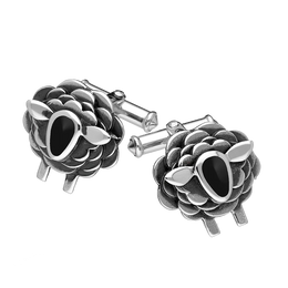 9ct White Gold Whitby Jet Sheep Cufflinks