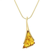 9ct Yellow Gold Amber Curved Triangle Necklace P1477C
