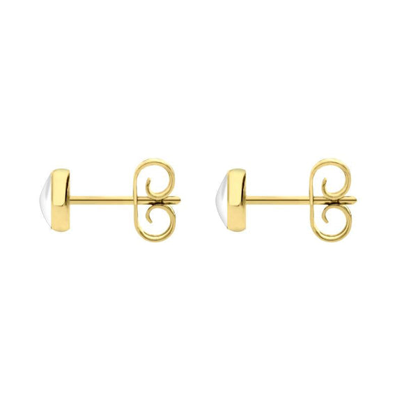 9ct Yellow Gold Bauxite 5mm Classic Small Round Stud Earrings, E002.