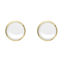 9ct Yellow Gold Bauxite 6mm Classic Medium Round Stud Earrings, E003.
