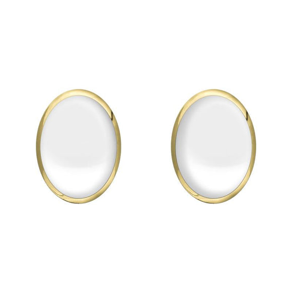 9ct Yellow Gold Bauxite 8 x 6mm Classic Medium Oval Stud Earrings, E006.