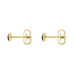 9ct Yellow Gold Blue John 4mm Class Small Round Stud Earrings, E001.
