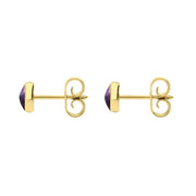 9ct Yellow Gold Blue John 5mm Classic Small Round Stud Earrings. E002.