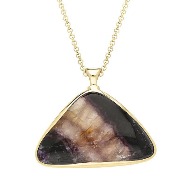 9ct Yellow Gold Blue John Curved Triangle Abstract Necklace PUNQ0005456