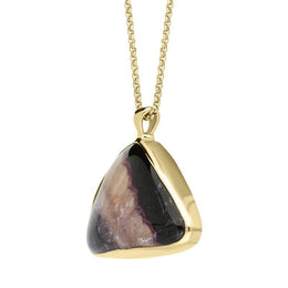 9ct Yellow Gold Blue John Curved Triangle Abstract Necklace PUNQ0005456