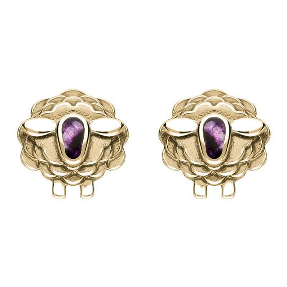 9ct Yellow Gold Blue John Sheep Two Piece Set, S205