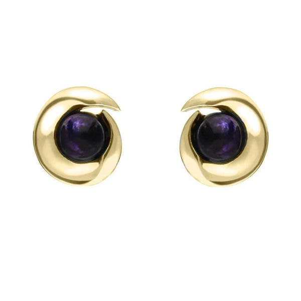 00121292 9ct Yellow Gold Blue John Spiral Stud Earrings, E1913.