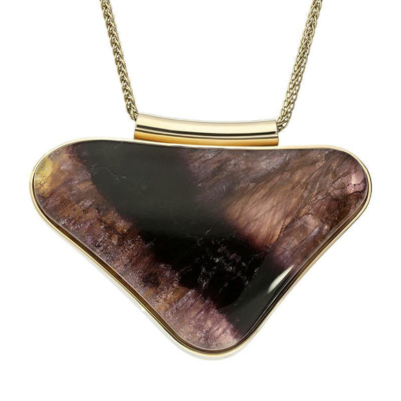 9ct Yellow Gold Blue John Wide Concave Triangle Necklace PUNQ0002447